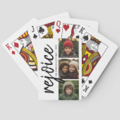 3 Foto Collage - Moderne frohe Weihnachtsfeier Spielkarten (Rückseite)