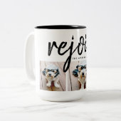 3 Foto Collage - Moderne frohe Weihnachtsfeier Zweifarbige Tasse (Vorderseite Links)