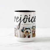 3 Foto Collage - Moderne frohe Weihnachtsfeier Zweifarbige Tasse (Mittel)