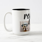 3 Foto Collage - Moderne frohe Weihnachtsfeier Zweifarbige Tasse (Links)