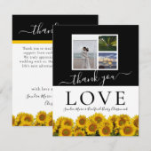 3 Foto Collage Moderne Schwarz-weiße Sonnenblume Dankeskarte (Vorne/Hinten)