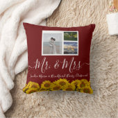 3 Foto Collage moderne schwarze Sonnenblume Hochze Kissen (Decke)