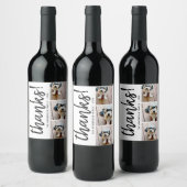 3 Foto Collage - Moderner Dank mit Namen Weinetikett (Flaschen)