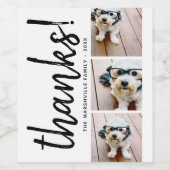 3 Foto Collage - Moderner Dank mit Namen Weinetikett (Einzelnes Label)