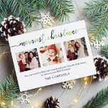 3 Foto Collage Modernes Drehbuch "Frohe Weihnachte Feiertagskarte<br><div class="desc">3 Foto Collage Modernes Drehbuch "Merriest Christmas" Weihnachtskarte</div>