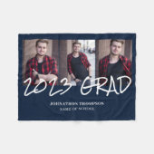 3 Foto Collage Navy 2023 Abschluss Fleecedecke (Vorderseite (Horizontal))