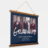 3 Foto Collage Navy Abschluss Hanging Tapestes Wandteppich Mit Holzrahmen (Gewinkelt)