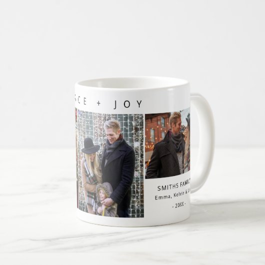 3 Foto Collage Peace and Joliday Personalisiert Kaffeetasse (VorderseiteRechts)