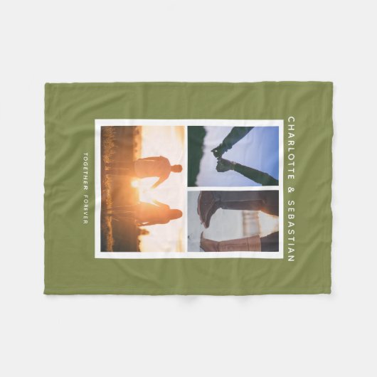 3 Foto Collage personalisiert Fleecedecke (Vorderseite (Horizontal))