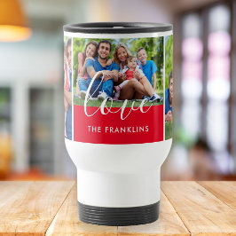3 Foto-Collage Personalisierter Familienname Reisebecher