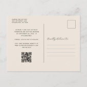 3-Foto Collage QR Code Beige Save the Date Postkarte (Rückseite)