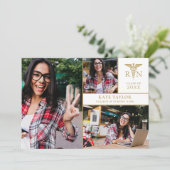 3 Foto Collage RN Krankenpflege Graduierungsparty Einladung (Stehend Vorderseite)