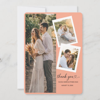 3-Foto-Collage Romantische Hochzeit Danke Karte