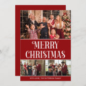 3 Foto Collage Rot und Weiß Frohe Weihnachten (Vorne/Hinten)