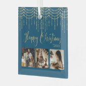 3 Foto Collage Rustic Blue Garland Leuchten Ornament Aus Glas (Vorderseite links)