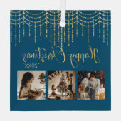 3 Foto Collage Rustic Blue Garland Leuchten Ornament Aus Glas (Rückseite)