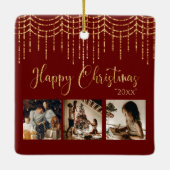 3 Foto Collage Rustic Garland Lights Keramik Keramikornament (Rückseite)