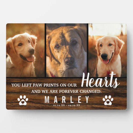 3 Foto Collage Rustic Pet Loss Memorial Fotoplatte (Vorderseite)