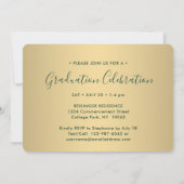 3 Foto Collage Script Green Gold Graduation Party Einladung (Rückseite)
