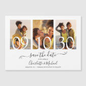 3 Foto Collage Signature Script Hochzeit Rettete d Magneteinladung (Vorderseite)