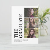 3 Foto Collage Simple Graduation Party Einladung (Stehend Vorderseite)