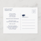 3 Foto Collage Simple Navy Blue White Abschluss Ankündigungspostkarte (Rückseite)