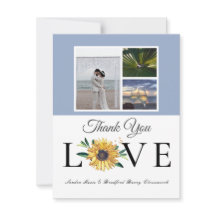 3 Foto Collage Sonnenblume Dusty Blue Wedding