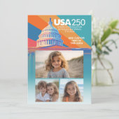 3 Foto Collage - USA 250 Hauptstädte Dome Amerika Einladung (Stehend Vorderseite)