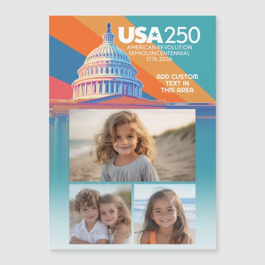 3 Foto Collage - USA 250 Hauptstädte Dome Amerika Magneteinladung (Vorderseite)