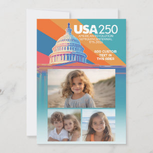3 Foto-Collage - USA 250 Kapitol Amerika Einladung