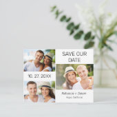3 Foto Collage Wedding Save the Date Postcard Einladungspostkarte (Stehend Vorderseite)