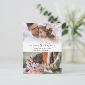3 Foto Collage Wedding Save the Date Postcards Ankündigungspostkarte (Stehend Vorderseite)
