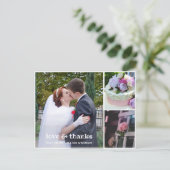 3 Foto Collage Wedding Vielen Dank Postcard Postkarte (Stehend Vorderseite)