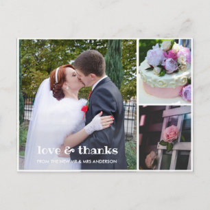3 Foto Collage Wedding Vielen Dank Postcard Postkarte
