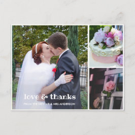 3 Foto Collage Wedding Vielen Dank Postcard Postkarte