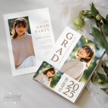 3 Foto Collage White & Beige Graduierungsparty