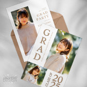 3 Foto Collage White & Beige Graduierungsparty Einladung