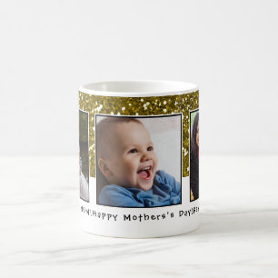 3 Foto-Collagen-GoldGlitzer-Mutter-Tag Kaffeetasse