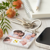 3 Foto-Collagen-kundenspezifischer mit Monogramm Schlüsselanhänger (Vorderseite rechts)