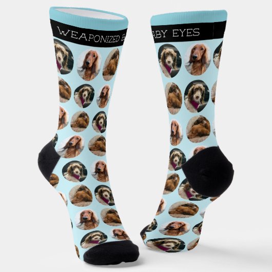 3 Foto Dackel Crew Socken (Gewinkelt)