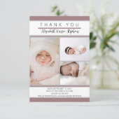 3 Foto Dk Rose Babydusche |Geburtsankündigung Dankeskarte (Stehend Vorderseite)