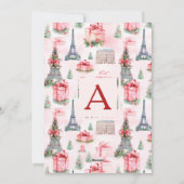 3 Foto Eiffelturm, Paris Chic Pink Weihnachten (Rückseite)