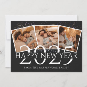 3 Foto Elegant Modernes Feuerwerk Frohes Neues Jah Feiertagskarte