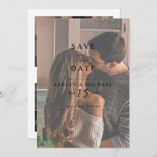 3 Foto Elegant Wedding Website QR Code Save The Date (Vorne/Hinten)