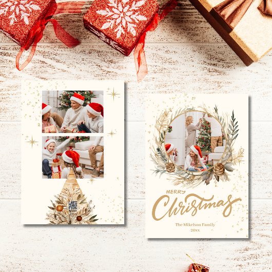 3 Foto Elegante Gold Glitzer Weihnachten