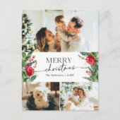 3 Foto Eleganter Winter Botanische Feiertage Postkarte (Vorderseite)