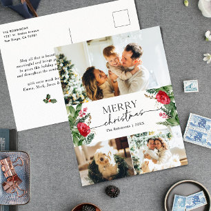 3 Foto Eleganter Winter Botanische Feiertage Postkarte