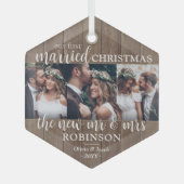 3 Foto Erste Verheiratete Weihnachten Rustikale Im Ornament Aus Glas (Vorderseite)