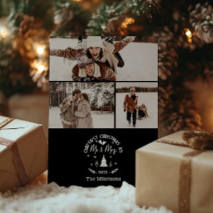 3 Foto Erste Weihnachtsfeier als Mr. & Mrs. Feiertagskarte