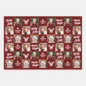 3 Foto Family Buffalo Karierter Weißer Rentier Geschenkpapier Set (Vorderseite 2)